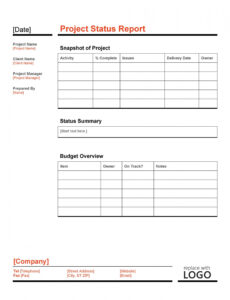 Construction Project Progress Report Template Doc