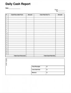 Daily Cash Position Report Template Doc