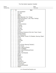 Editable Annual Vehicle Inspection Report Template Docs