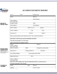 Editable Car Accident Incident Report Template Sample
