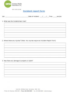 Free  Car Accident Incident Report Template Pdf