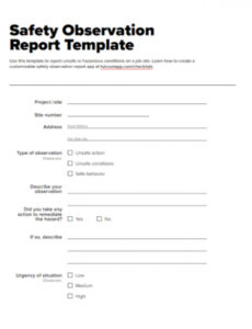 Free  Construction Field Observation Report Template Xls
