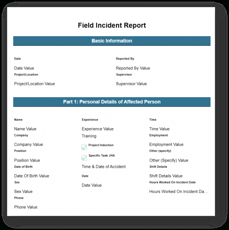 Free  Construction Site Incident Report Template