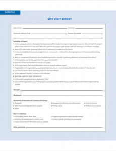 Free  Construction Site Visit Report Template Example