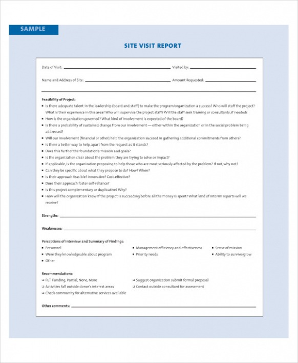 Free  Construction Site Visit Report Template Example