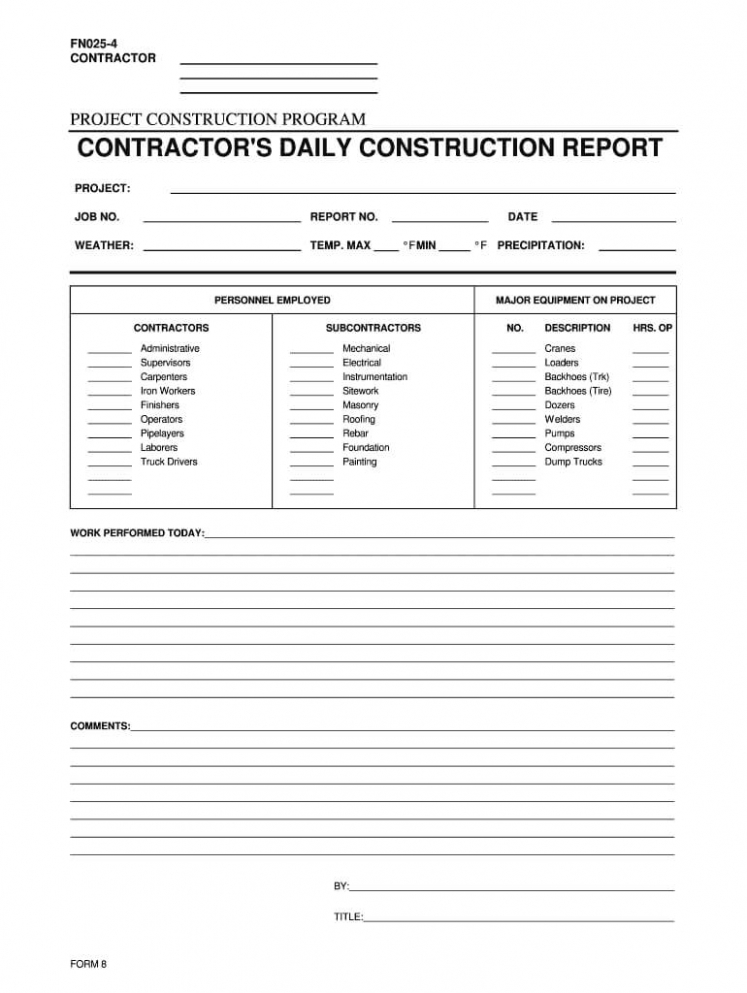 Free Editable Construction Daily Progress Report Template Pdf