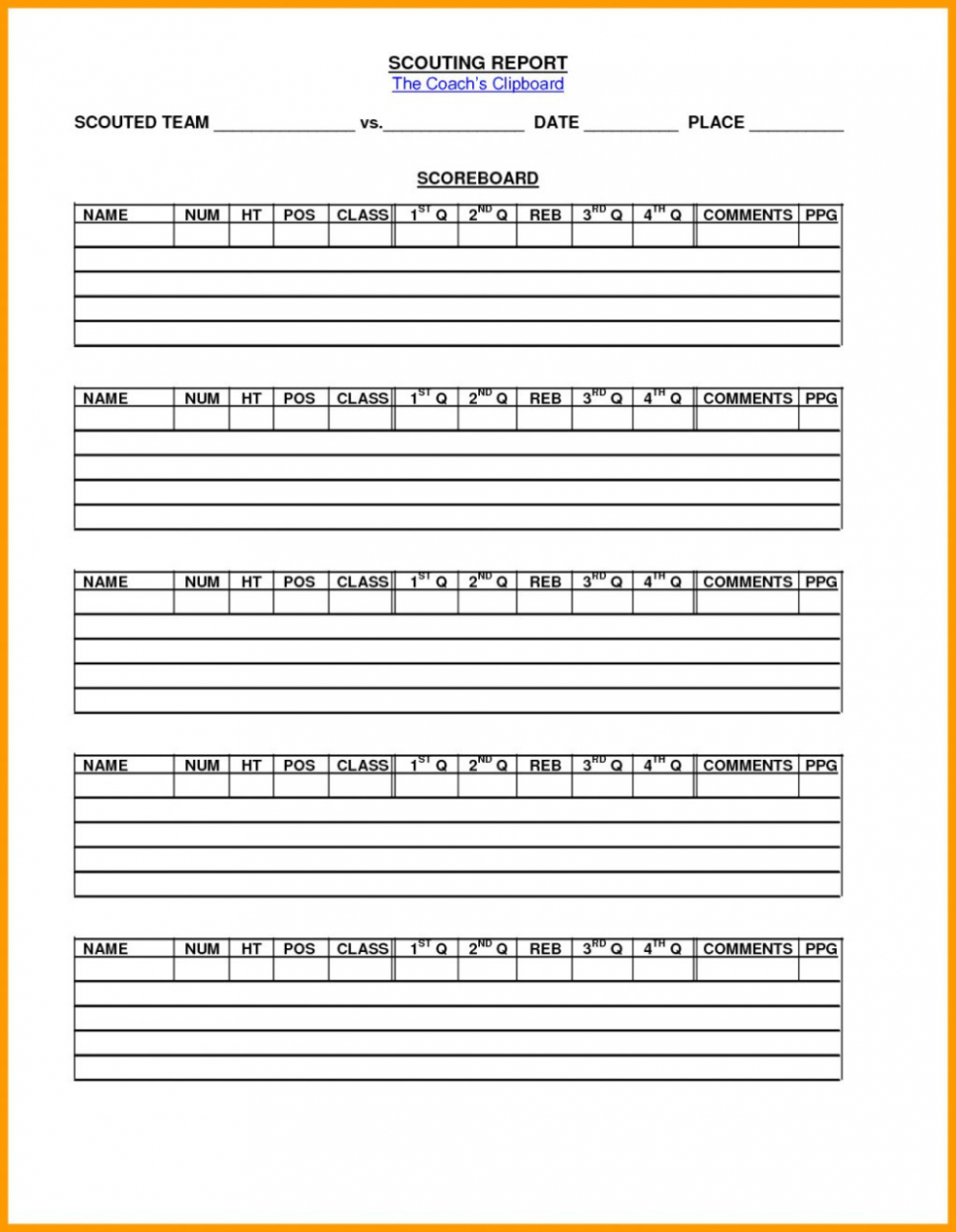 Free  Football Player Scouting Report Template Doc
