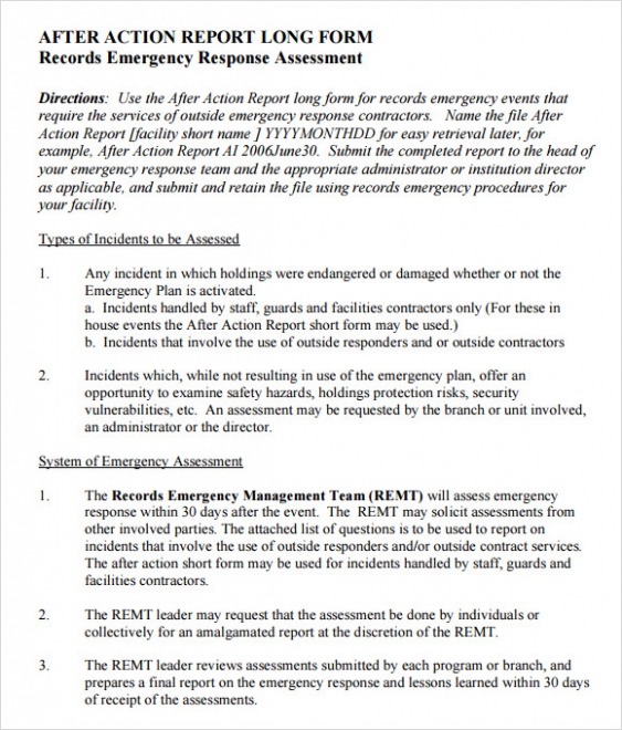 Free Printable Aar After Action Report Template Docx