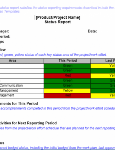 Multiple Project Status Report Template Example