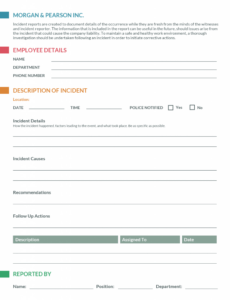 Printable Accident And Incident Report Template Sample