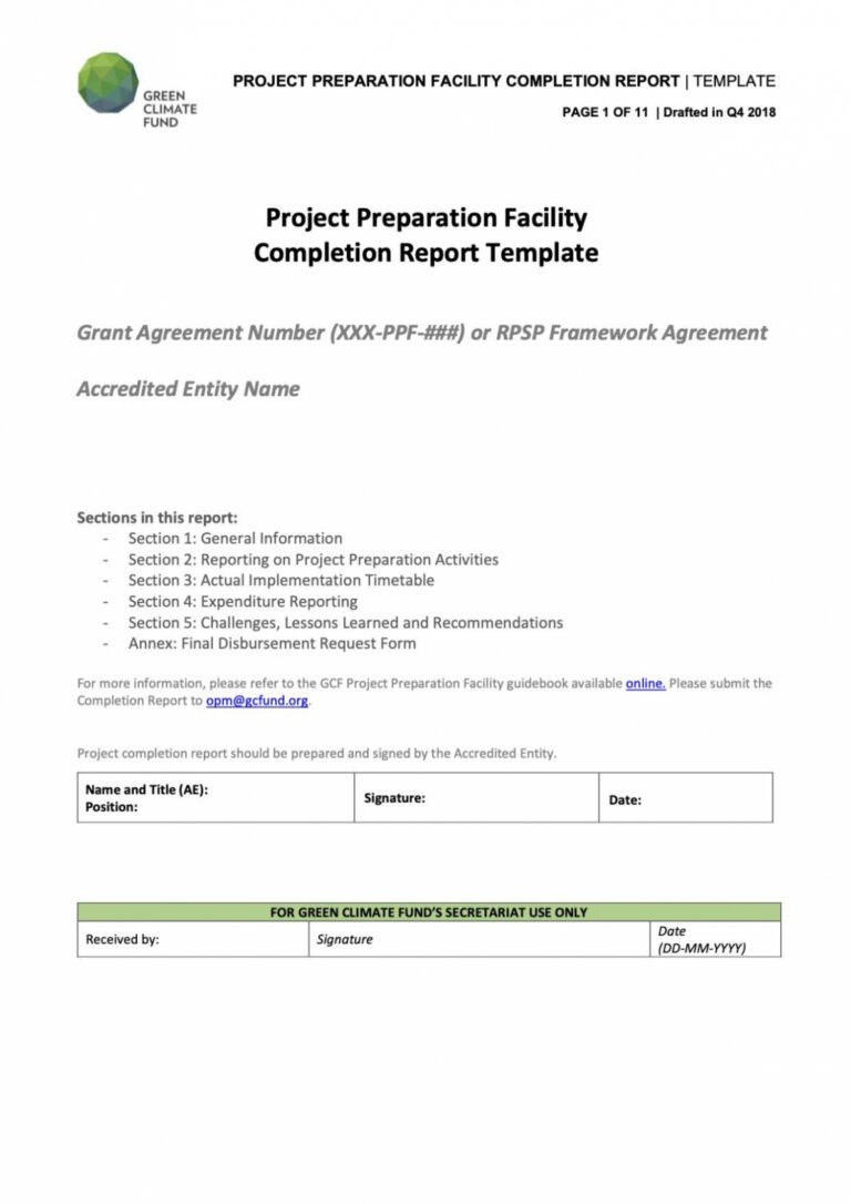 Top Editable Construction Project Completion Report Template - Tacitproject