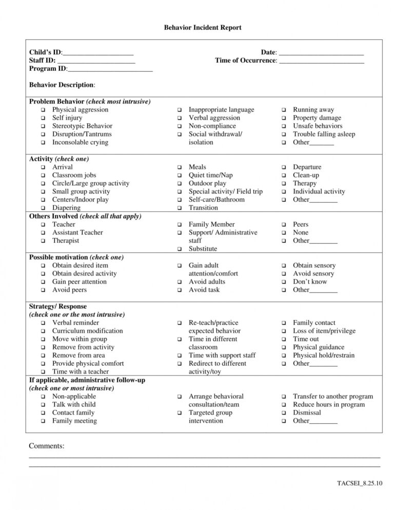 Top Editable Discipline Report Template For Students Word - Tacitproject