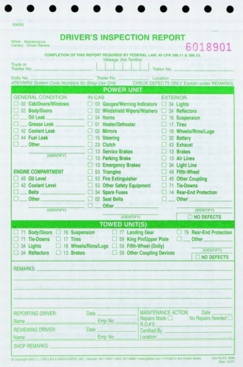 Top Printable Daily Vehicle Inspection Report Template Docx