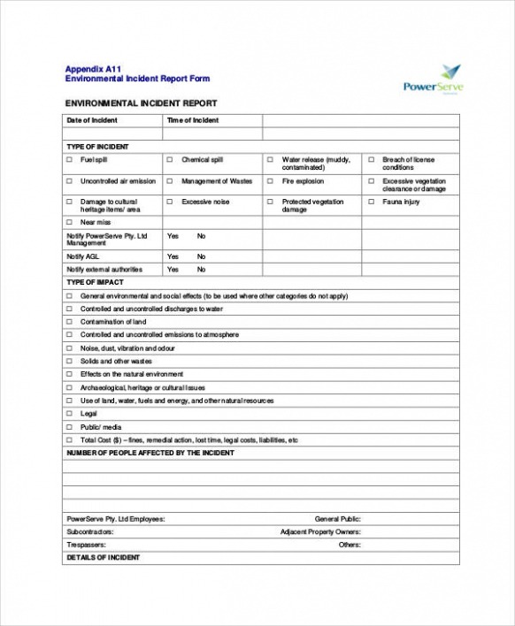 10 Editable Chemical Spill Incident Report Template Docx