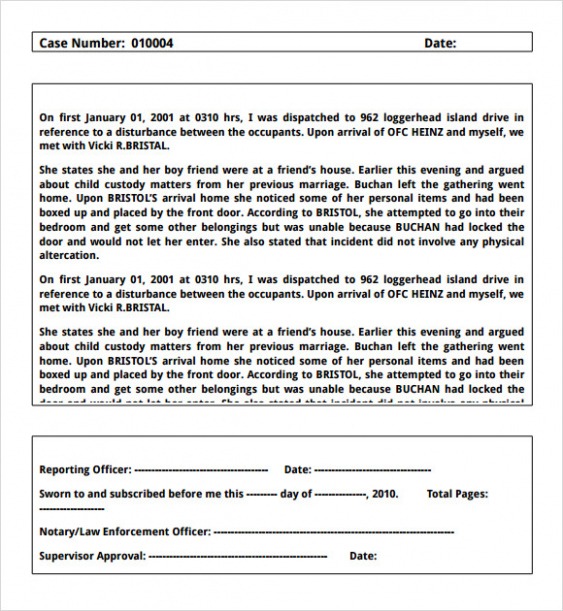 10 Printable Law Enforcement Incident Report Form Template Word