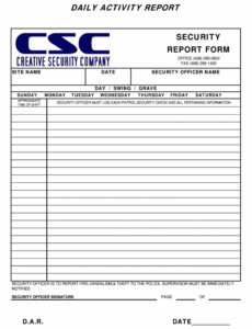 10  Security Guard Incident Report Template Pdf