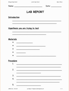 4Th Grade Lab Report Template Excel