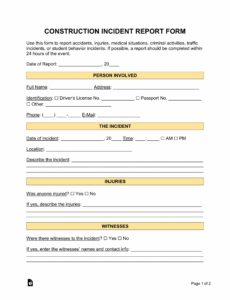 5 Editable Theft Incident Report Template Excel