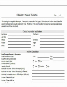 5 Printable It Security Incident Report Template Word