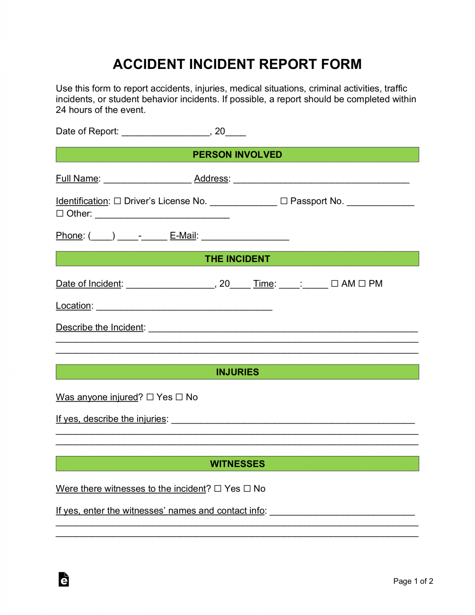 6 Editable Swimming Pool Incident Report Template Docx