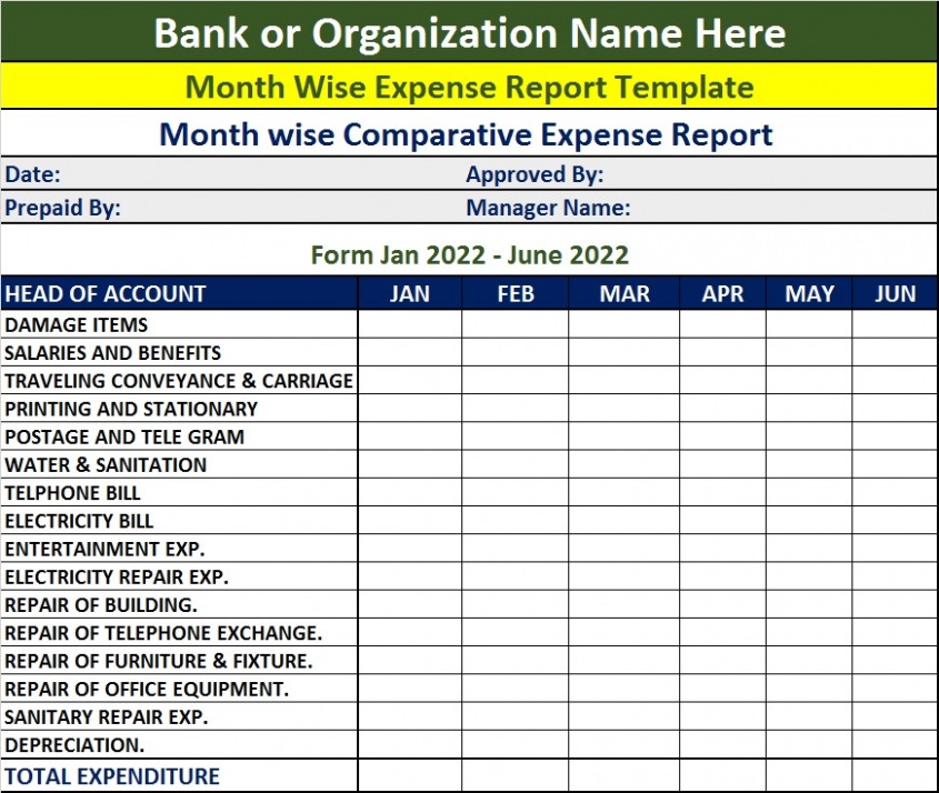 6 Printable Company Purchasing Expense Report Template Excel