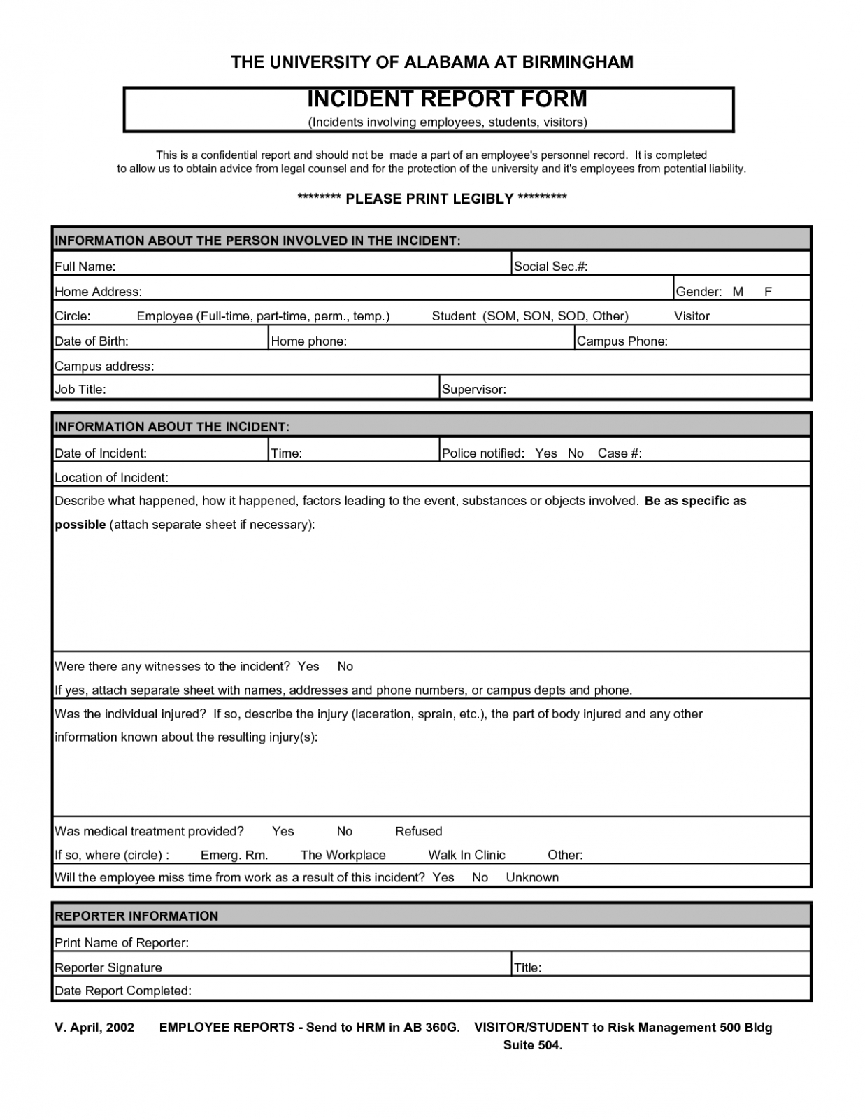 6 Printable Loss Prevention Incident Report Template Xls