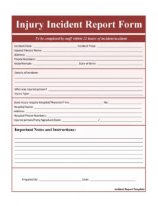 7 Editable Work Injury Incident Report Template Docx