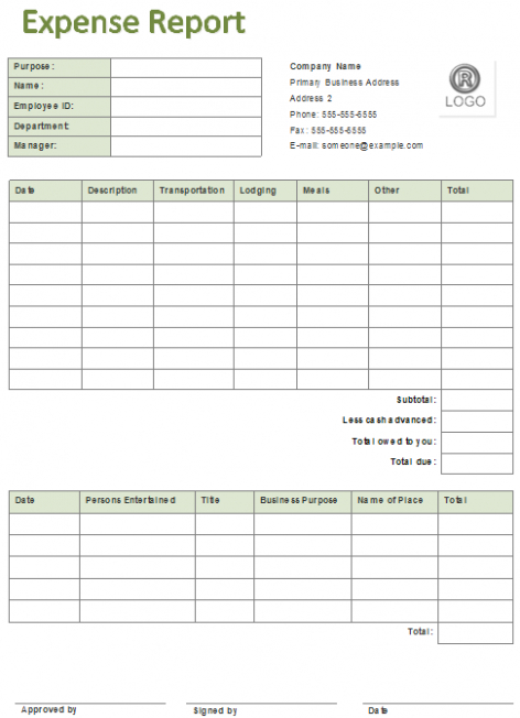 7 Printable Business Detailed Expense Report Template Docs