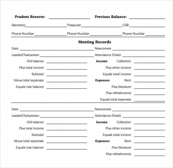 7} Printable Monthly Non Profit Treasurer Report Template