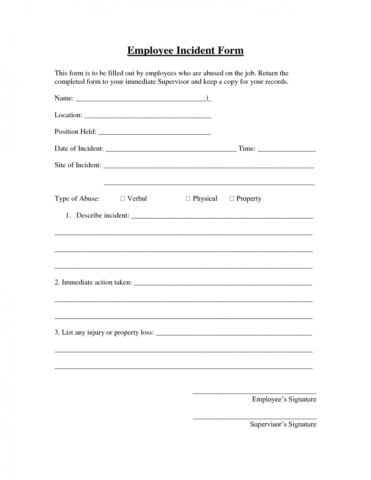 7  Work Related Incident Report Template Docs