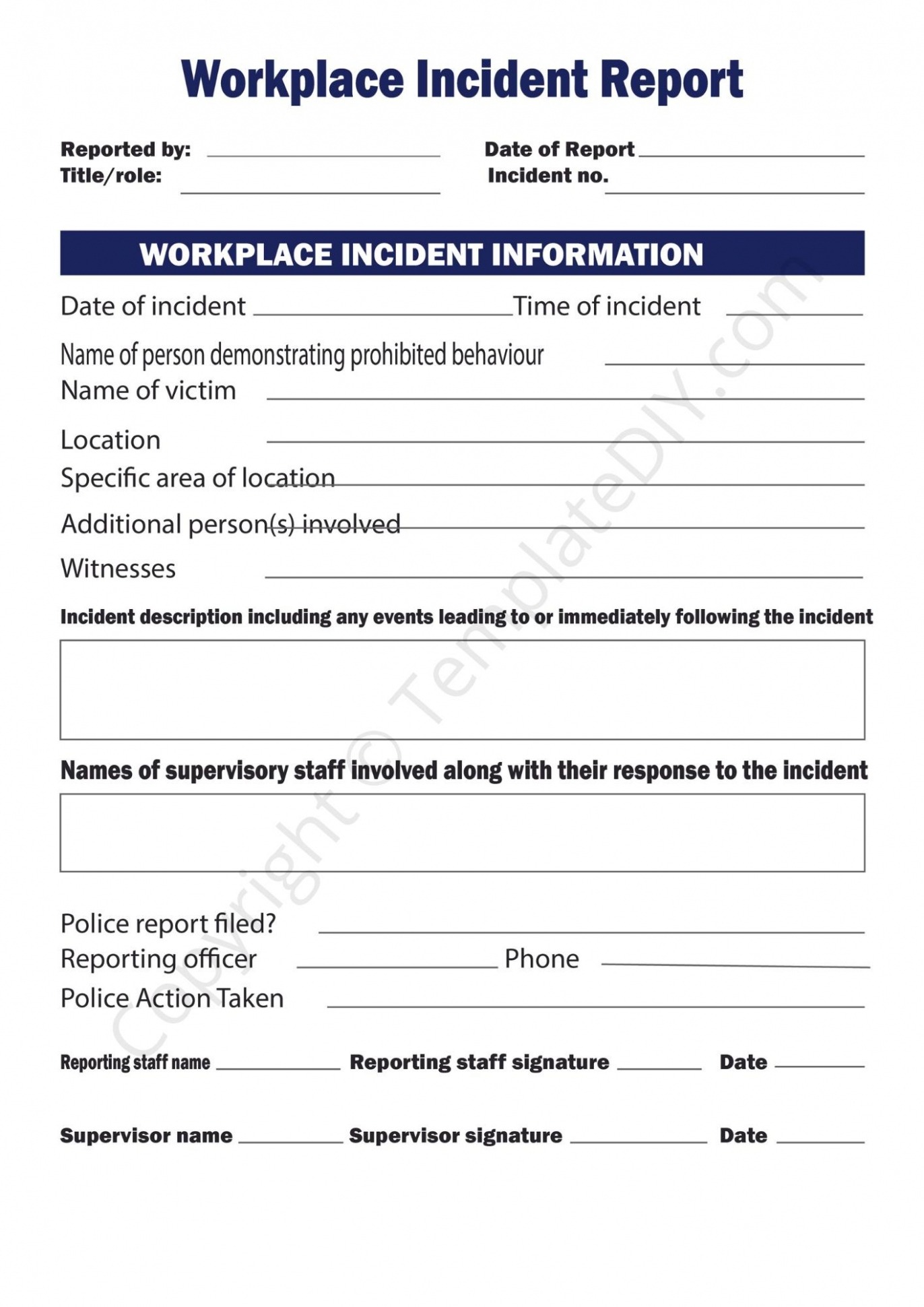 8 Editable Summer Camp Incident Report Template Pdf