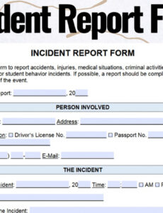 8  Summer Camp Incident Report Template Docx