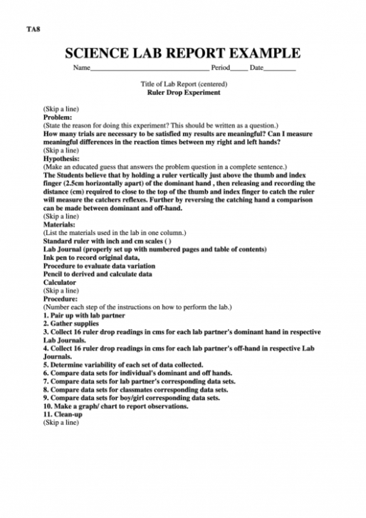 9  Elementary Science Lab Report Template Sample