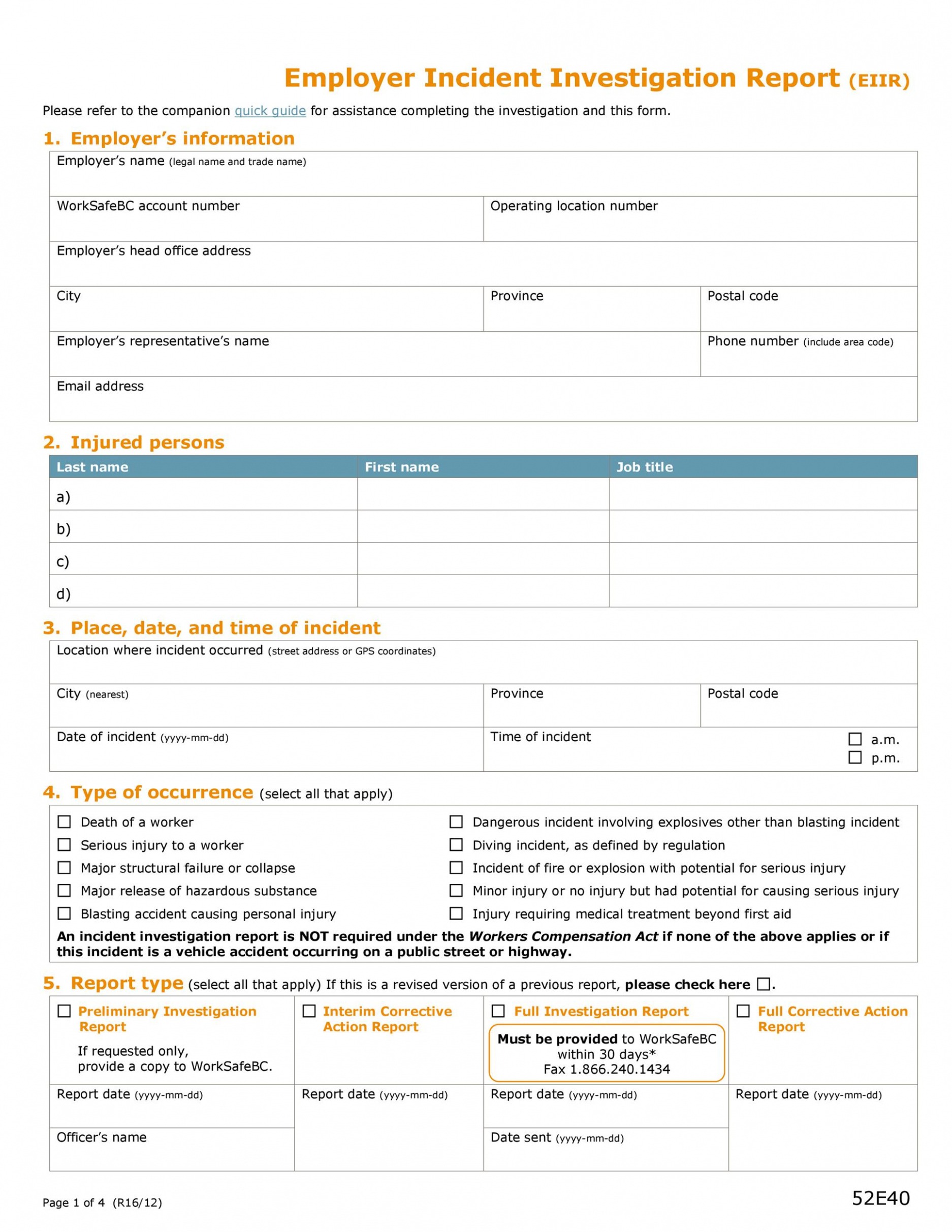 9  Emt Mini Incident Report Template Excel