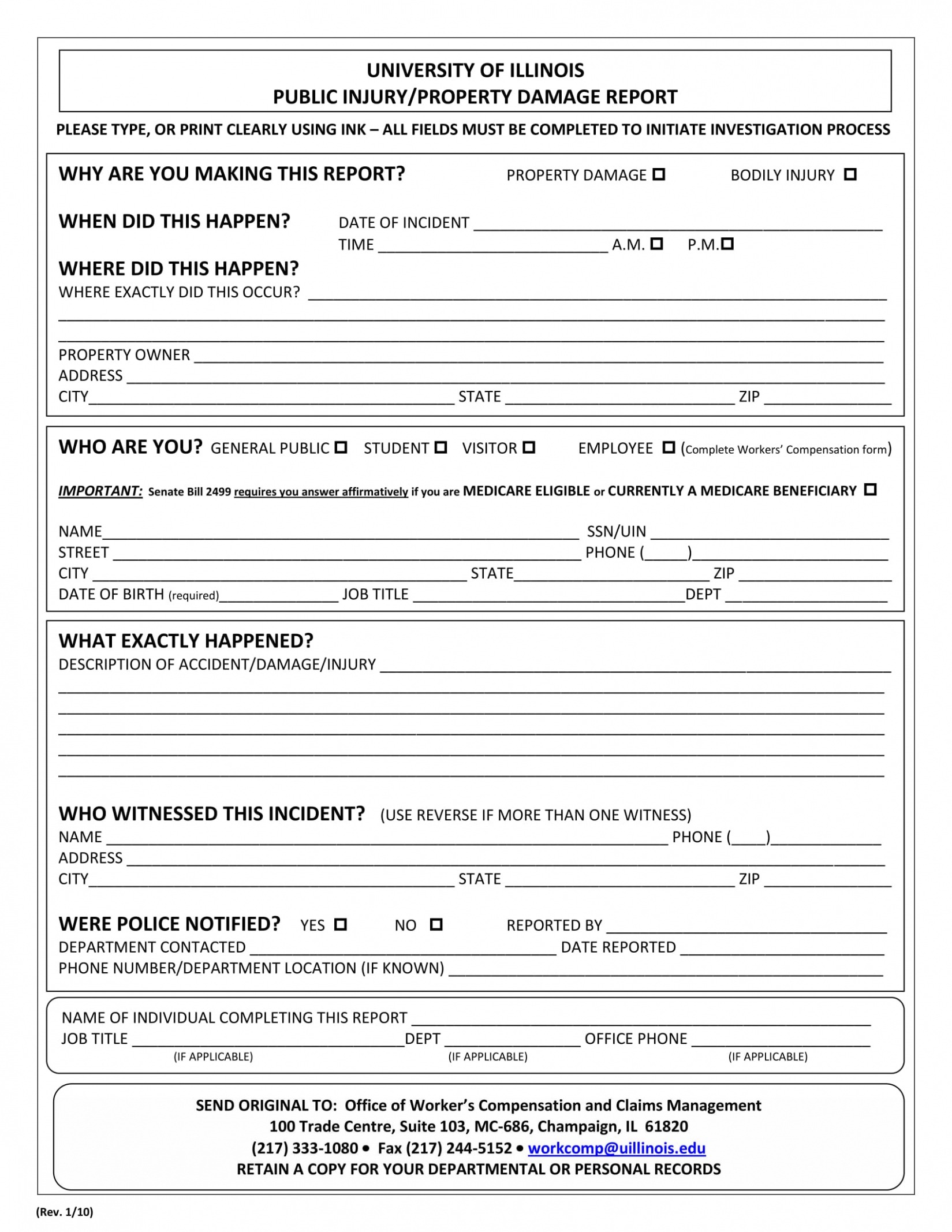 9  Property Damage Incident Report Template Excel