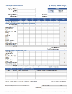 Company Purchasing Expense Report Template Xls