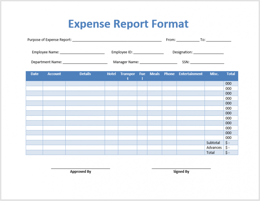 Editable Beautiful Modern Expense Report Template Example