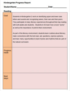 Editable Esl Student Progress Report Template Doc