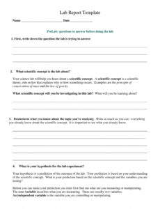 Free Editable 2Nd Grade Lab Report Template Xls