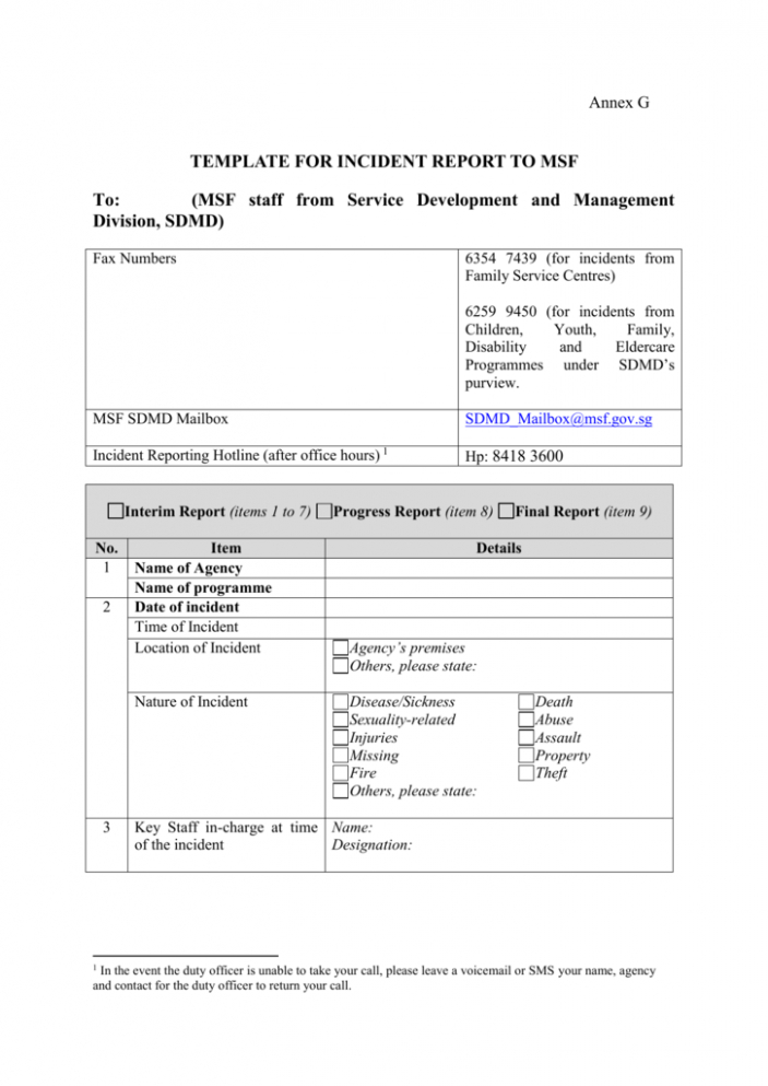 Free Editable Theft Incident Report Template Sample