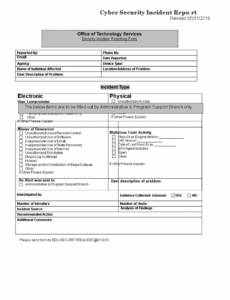 Free  Security Breach Incident Report Template Sample