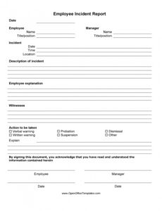 Free  Summer Camp Incident Report Template Docs