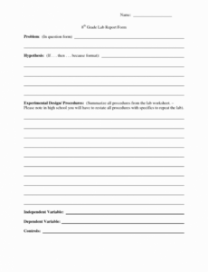 Middle School Lab Report Template Xls