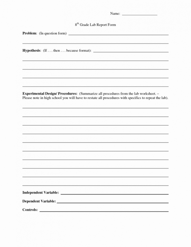 Middle School Lab Report Template Xls