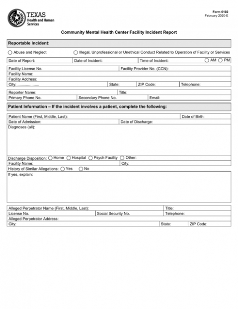 Top Editable Mental Health Incident Report Template Excel