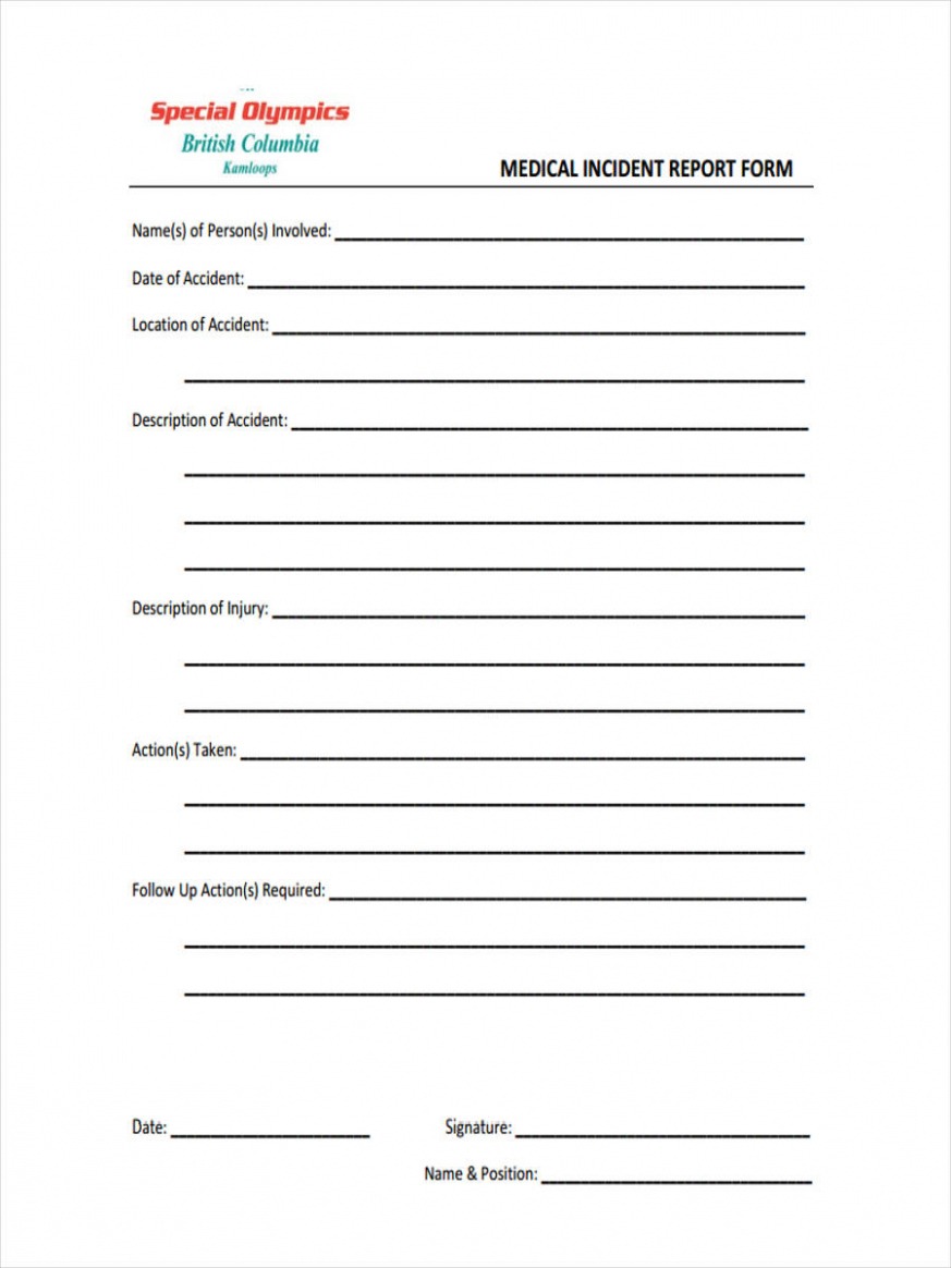 Top  Medical Office Incident Report Template Xls