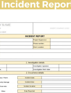 Top Printable Property Damage Incident Report Template Docs