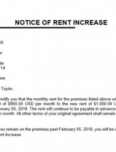 Best 30 Day Notice Rent Increase Template Word Sample