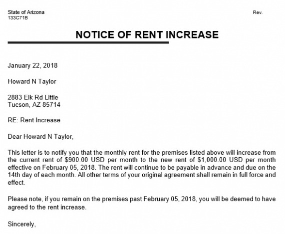 Best 30 Day Notice Rent Increase Template Word Sample