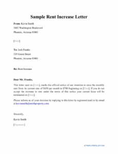 Best Rent Increase Notice Florida Template Pdf Example